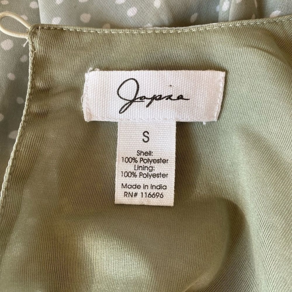 Japna Mint Green Polka Dot Ruffle Mini Dress Sheer A Line Cottagecore Boho Small - Picture 8 of 8